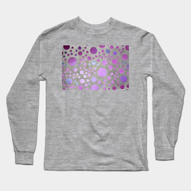 Abstract Blue and Violet Gold Polka Dots over Metallic Surface Long Sleeve T-Shirt by sundressed